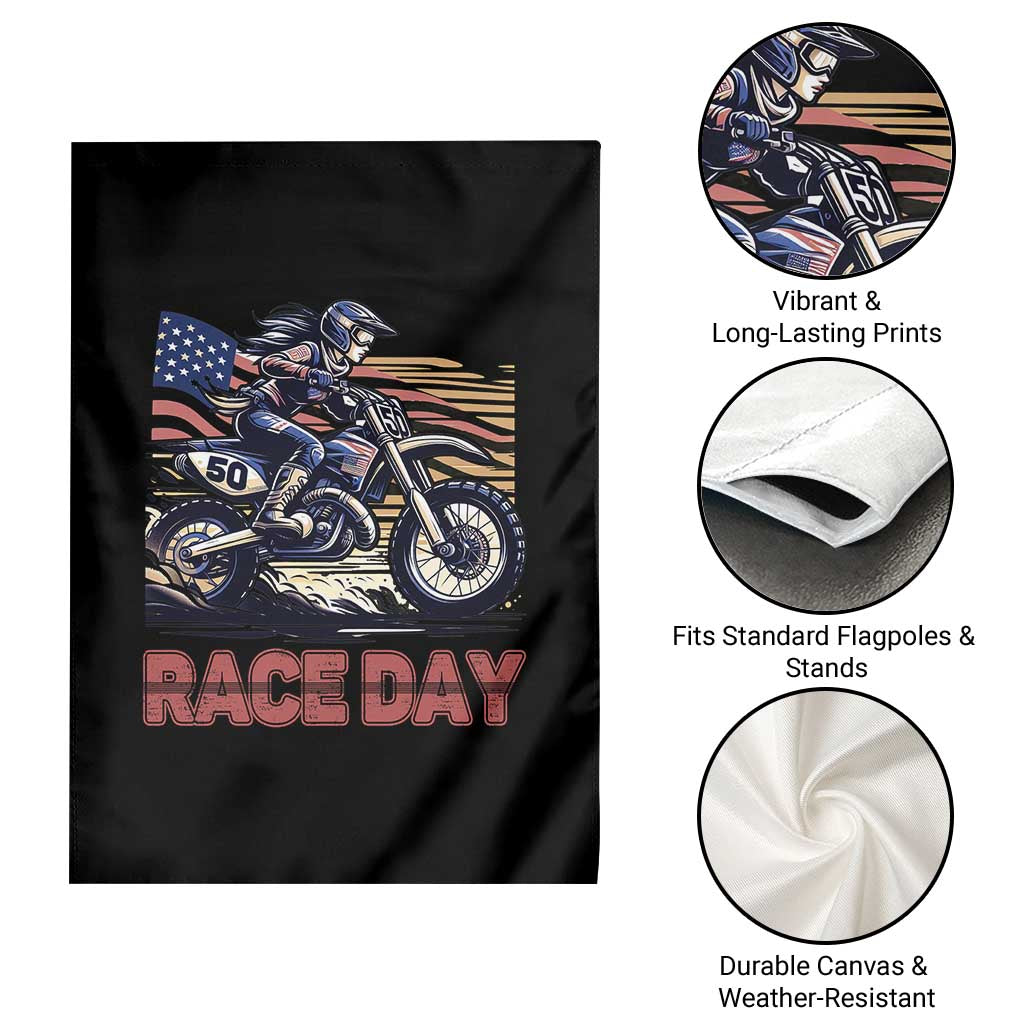 Dirt Bike Girl Garden Flag Patriotic Motocross American Flag Racing TS14 Print Your Wear