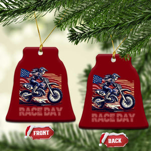 Dirt Bike Girl Ceramic Ornament Patriotic Motocross American Flag Racing TS14 Print Your Wear