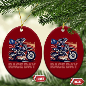 Dirt Bike Girl Ceramic Ornament Patriotic Motocross American Flag Racing TS14 Print Your Wear