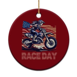 Dirt Bike Girl Ceramic Ornament Patriotic Motocross American Flag Racing TS14 1pc Red Print Your Wear