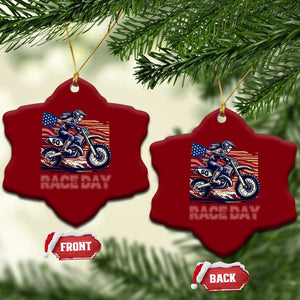 Dirt Bike Girl Ceramic Ornament Patriotic Motocross American Flag Racing TS14 Print Your Wear