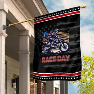 Dirt Bike Girl Garden Flag Patriotic Motocross American Flag Racing TS14 Distressed Black Red Print Your Wear