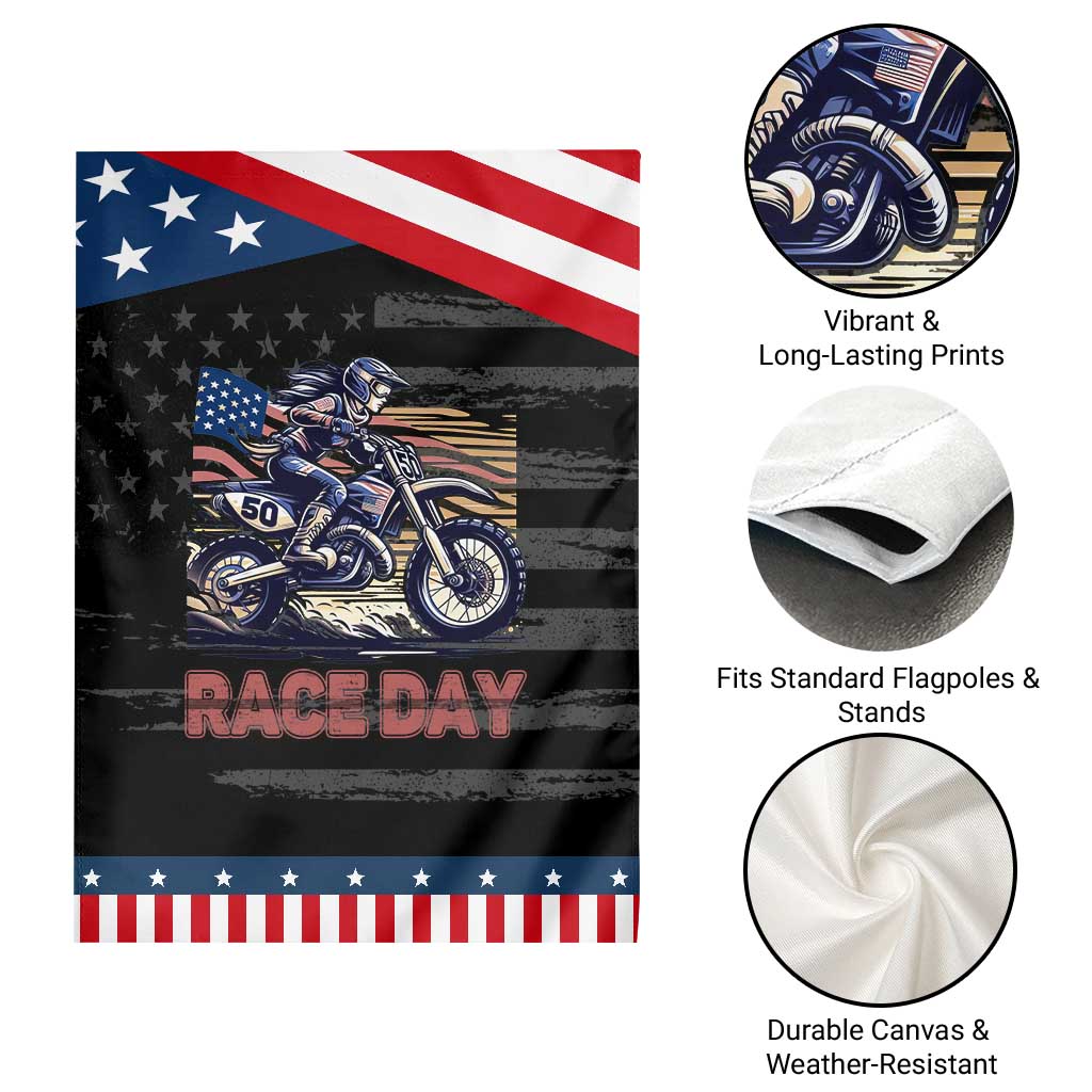 Dirt Bike Girl Garden Flag Patriotic Motocross American Flag Racing TS14 Print Your Wear