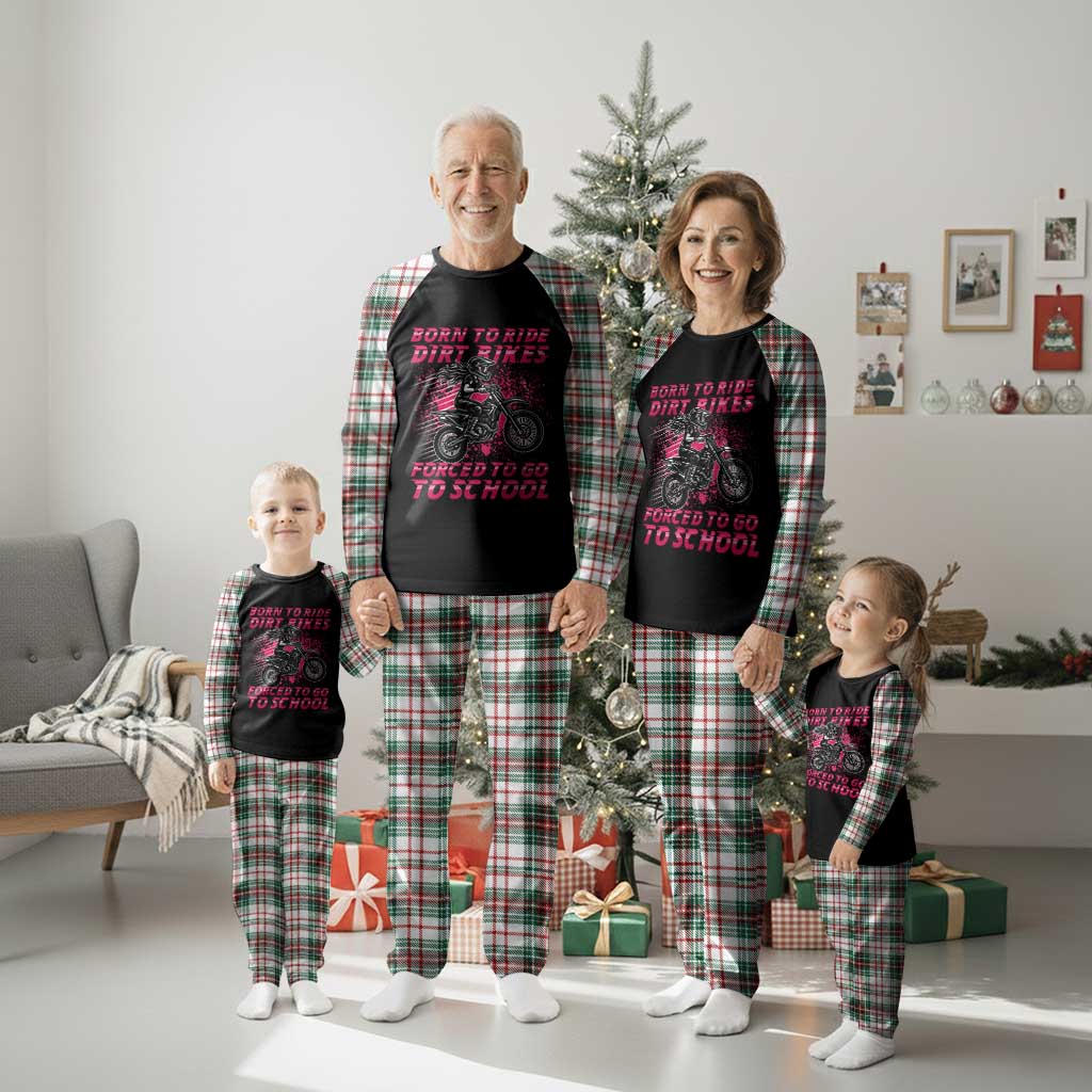 Funny Dirt Bike Girl Plaid Pajama Set Born To Ride Dirt Bikes Forced To Go To School TS14 Christmas Plaid Print Your Wear