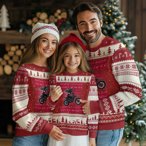 Funny Dirt Bike Girl Ugly Christmas Sweater Born To Ride Dirt Bikes Forced To Go To School TS14 Red Beige Print Your Wear