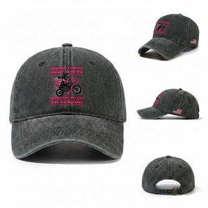 Funny Dirt Bike Girl Washed Cotton Baseball Cap Born To Ride Dirt Bikes Forced To Go To School TS14 Washed Cap Universal Fit Dark Green Print Your Wear