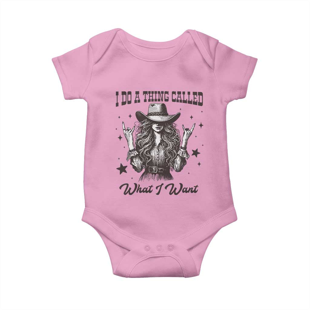 Black Cowgirl Baby Onesie I Do A Thing Called What I Want TS14 Light Pink Print Your Wear
