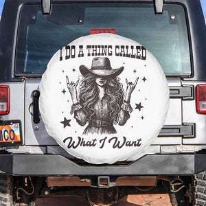 Black Cowgirl Spare Tire Cover I Do A Thing Called What I Want TS14 No hole White Print Your Wear
