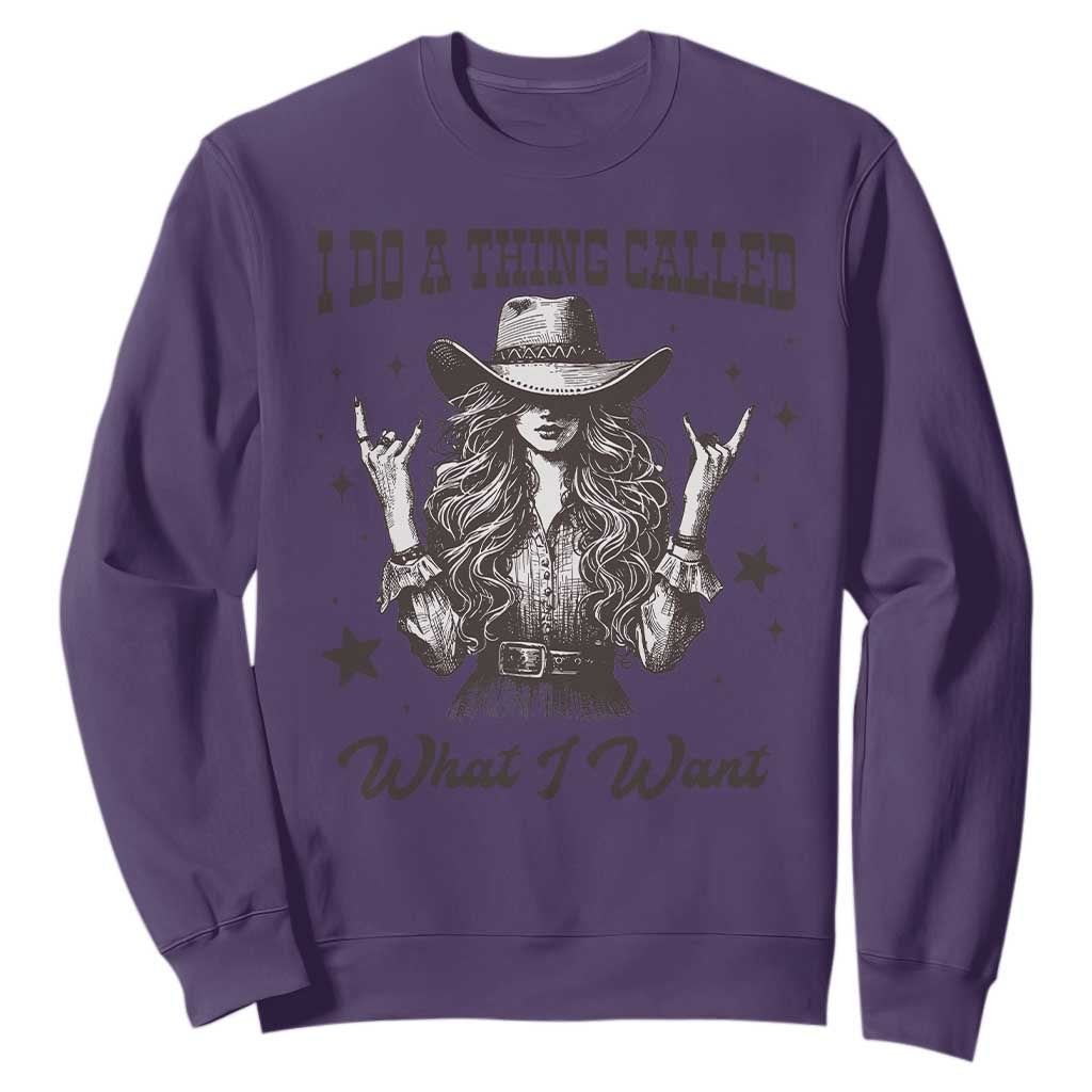 Black Cowgirl Sweatshirt I Do A Thing Called What I Want TS14 Purple Print Your Wear