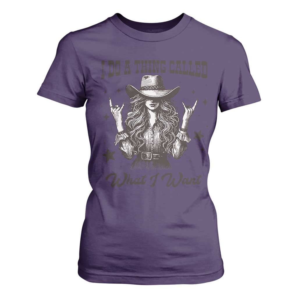 Black Cowgirl T Shirt For Women I Do A Thing Called What I Want TS14 Purple Print Your Wear