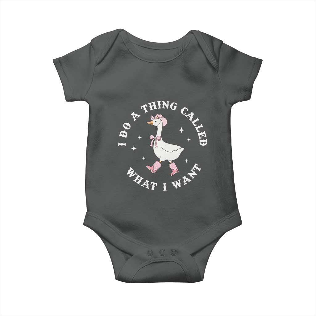 Western Cowgirl Silly Goose Meme Baby Onesie I Do A Thing Called What I Want TS14 Dark Heather Print Your Wear
