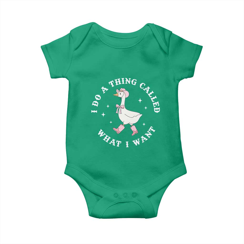 Western Cowgirl Silly Goose Meme Baby Onesie I Do A Thing Called What I Want TS14 Irish Green Print Your Wear