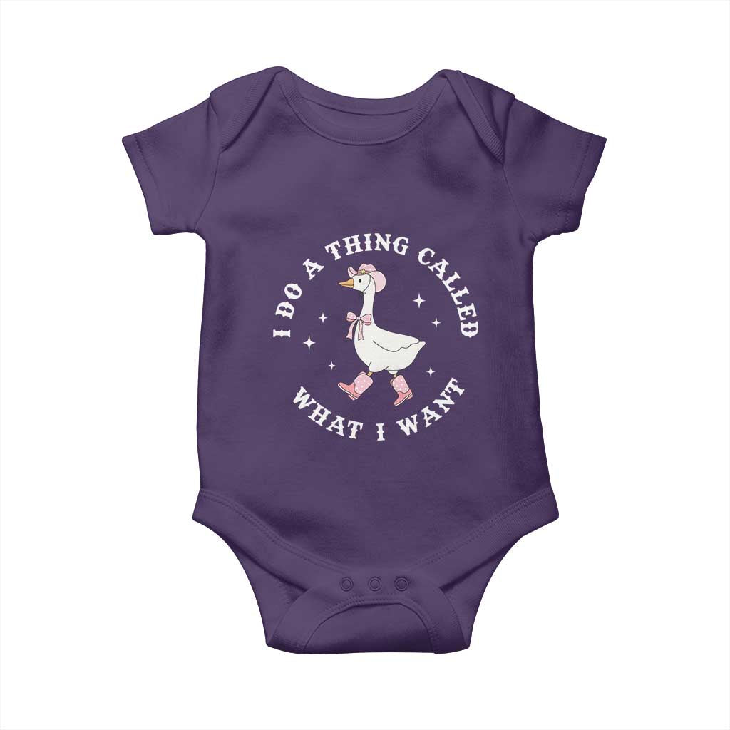 Western Cowgirl Silly Goose Meme Baby Onesie I Do A Thing Called What I Want TS14 Purple Print Your Wear