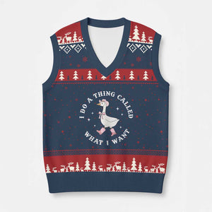 Western Cowgirl Silly Goose Meme V-Neck Knit Sweater Vest I Do A Thing Called What I Want TS14 Navy Red Print Your Wear