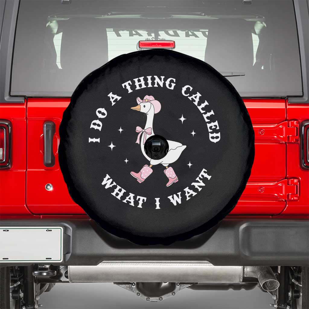 Western Cowgirl Silly Goose Meme Spare Tire Cover I Do A Thing Called What I Want TS14 Black Print Your Wear