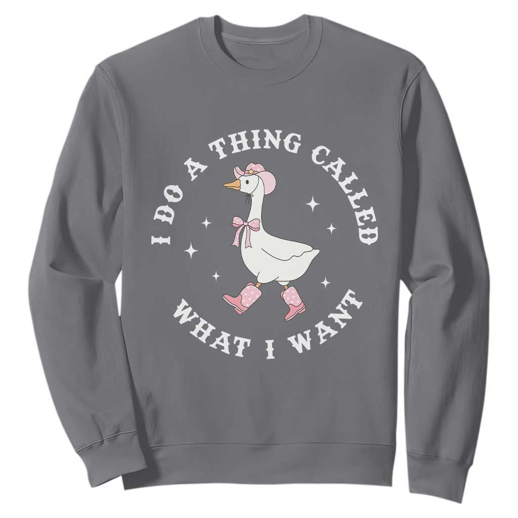 Western Cowgirl Silly Goose Meme Sweatshirt I Do A Thing Called What I Want TS14 Charcoal Print Your Wear