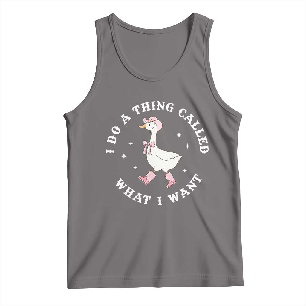 Western Cowgirl Silly Goose Meme Tank Top I Do A Thing Called What I Want TS14 Deep Heather Print Your Wear