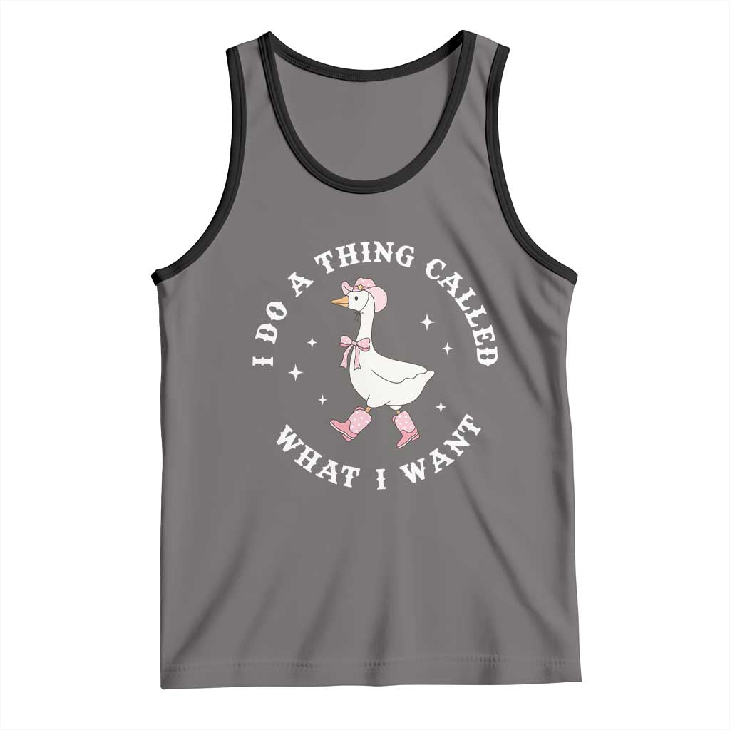 Western Cowgirl Silly Goose Meme Tank Top I Do A Thing Called What I Want TS14 Deep Heather Black Print Your Wear