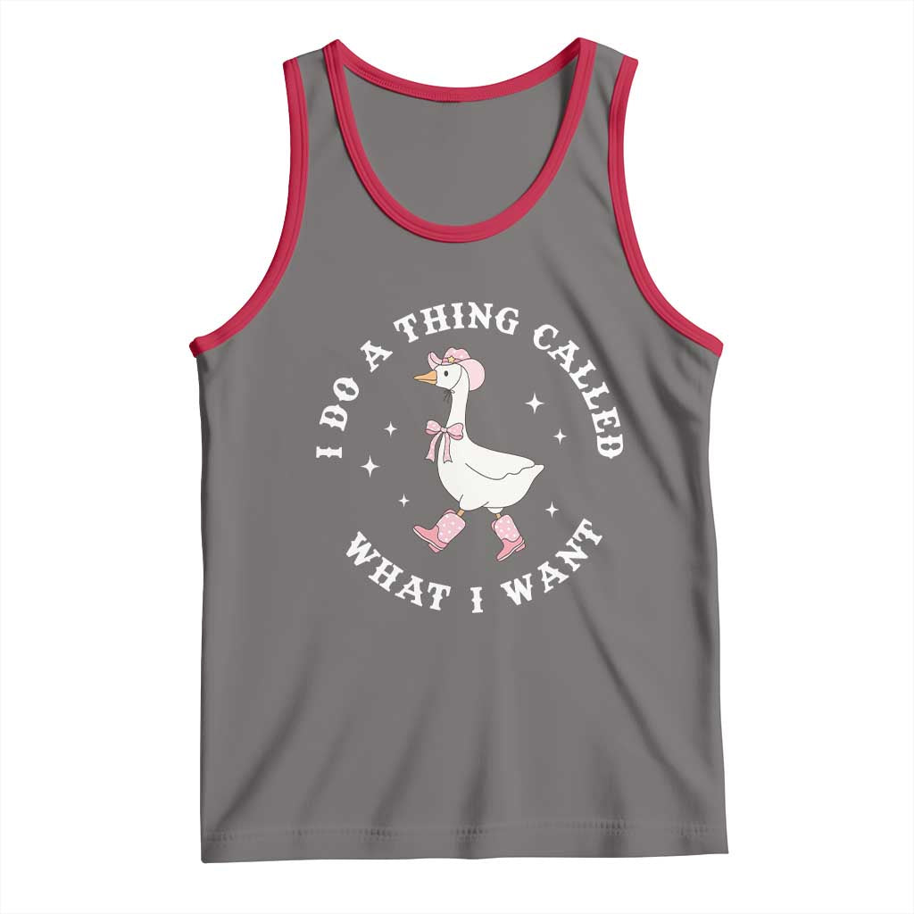 Western Cowgirl Silly Goose Meme Tank Top I Do A Thing Called What I Want TS14 Deep Heather Red Print Your Wear