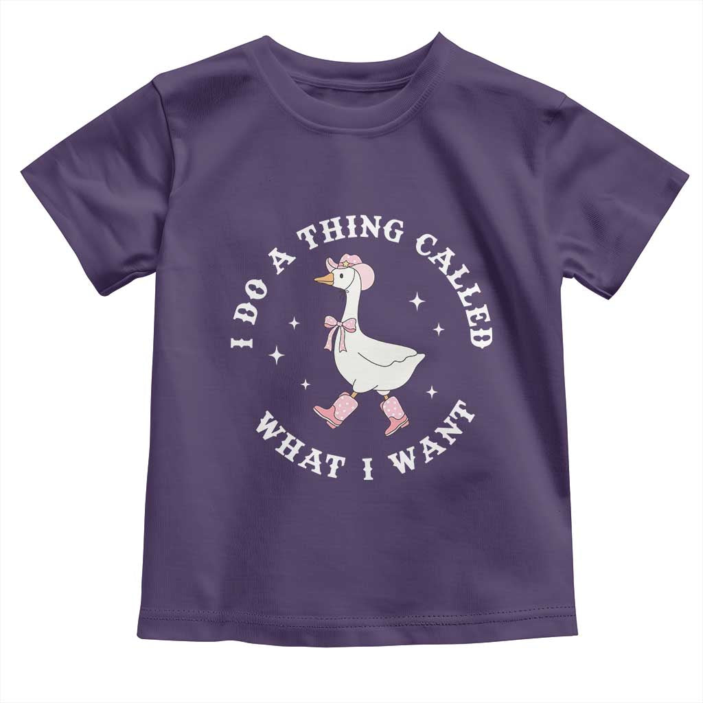 Western Cowgirl Silly Goose Meme Toddler T Shirt I Do A Thing Called What I Want TS14 Purple Print Your Wear