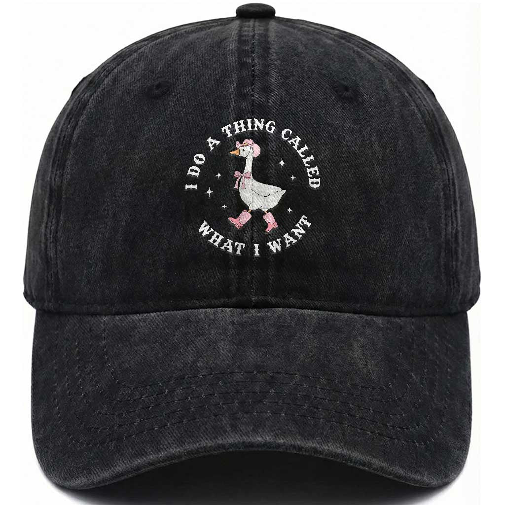 Western Cowgirl Silly Goose Meme Washed Cotton Baseball Cap I Do A Thing Called What I Want TS14 Washed Cap Universal Fit Black Print Your Wear