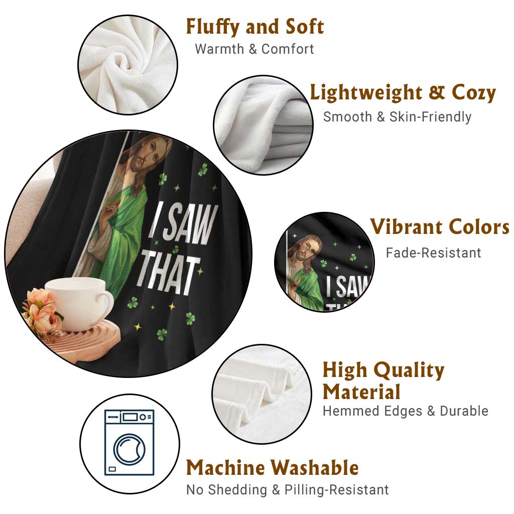 Christian Jesus St Patricks Day Meme Throw Blanket I Saw That TS14 Print Your Wear