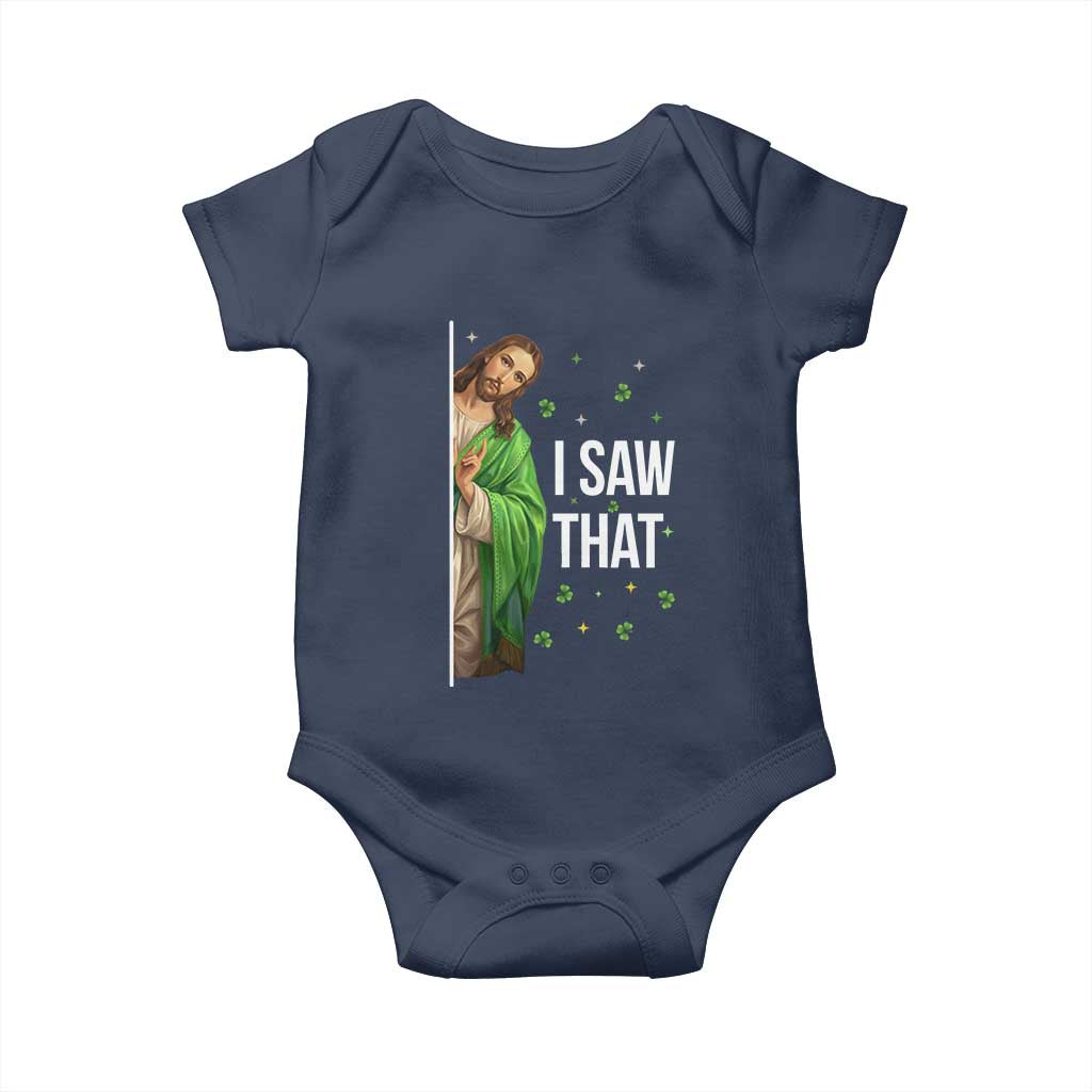 Christian Jesus St Patricks Day Meme Baby Onesie I Saw That TS14 Navy Print Your Wear