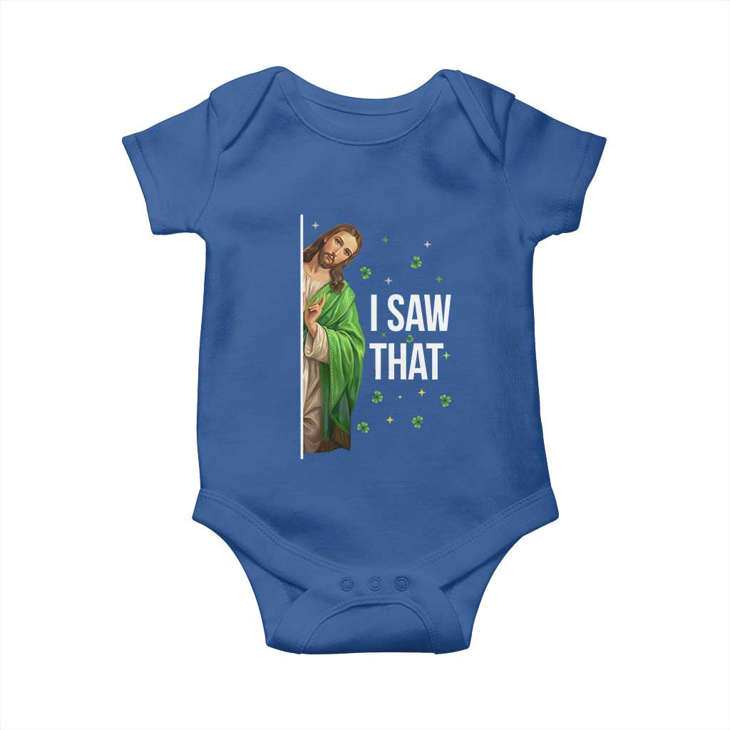 Christian Jesus St Patricks Day Meme Baby Onesie I Saw That TS14 Royal Blue Print Your Wear