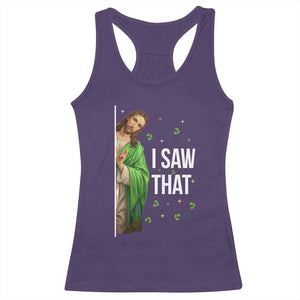 Christian Jesus St Patricks Day Meme Racerback Tank Top I Saw That TS14 Purple Print Your Wear