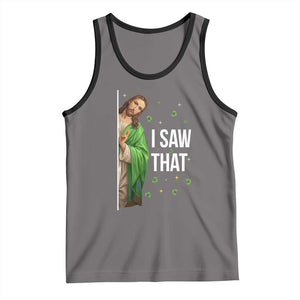 Christian Jesus St Patricks Day Meme Tank Top I Saw That TS14 Deep Heather Black Print Your Wear