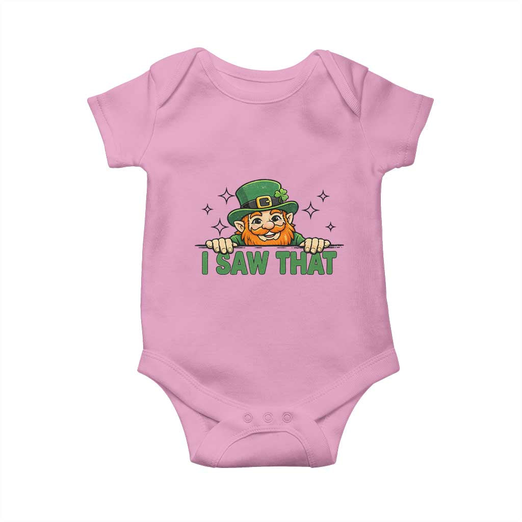 I Saw That Baby Onesie Funny Leprechaun St Patricks Day Meme TS14 Light Pink Print Your Wear