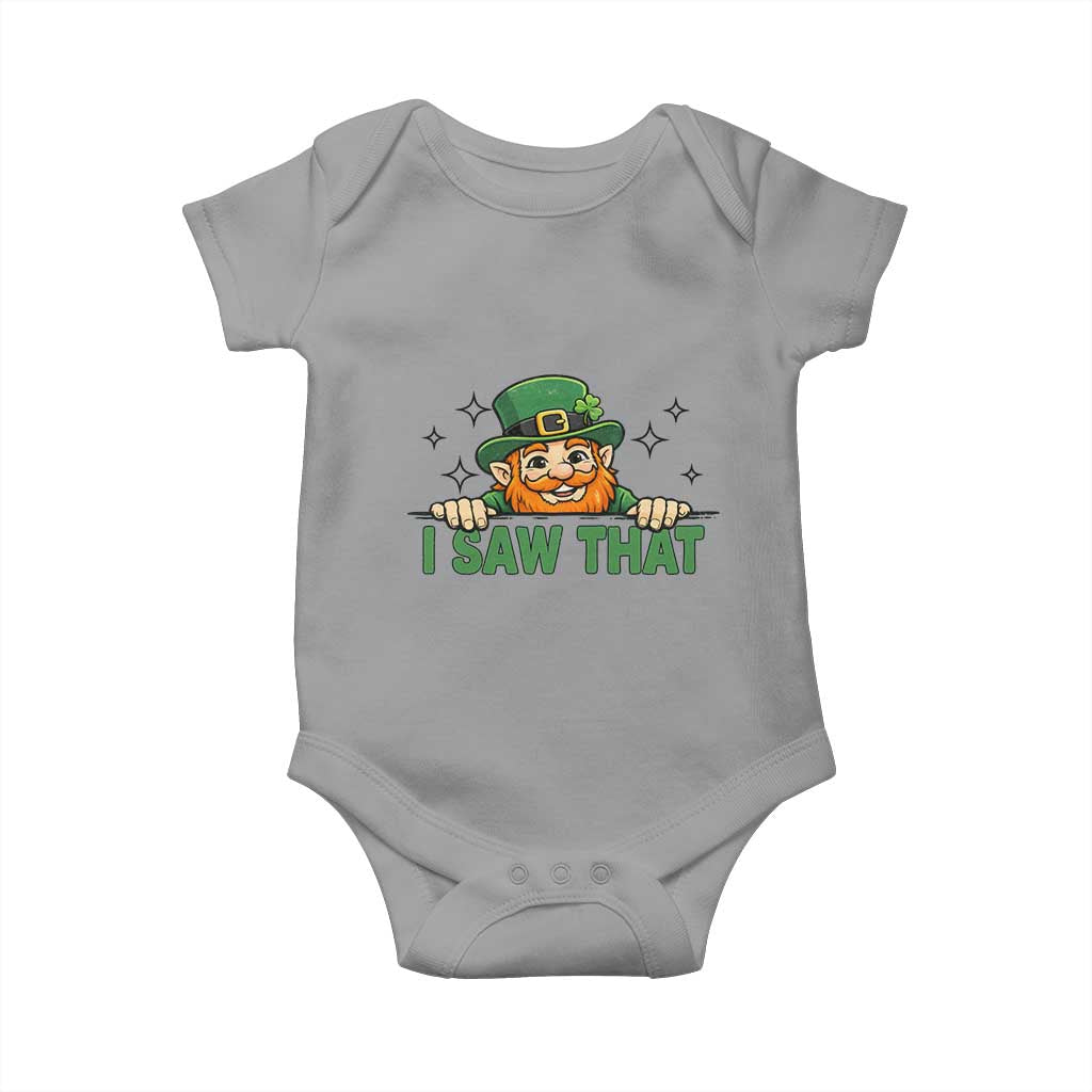 I Saw That Baby Onesie Funny Leprechaun St Patricks Day Meme TS14 Sport Gray Print Your Wear