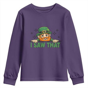 I Saw That Youth Sweatshirt Funny Leprechaun St Patricks Day Meme TS14 Purple Print Your Wear