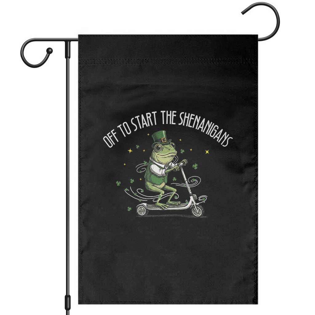Funny Frog St Patricks Day Meme Garden Flag Off To Start The Shenanigans TS14 Black Print Your Wear