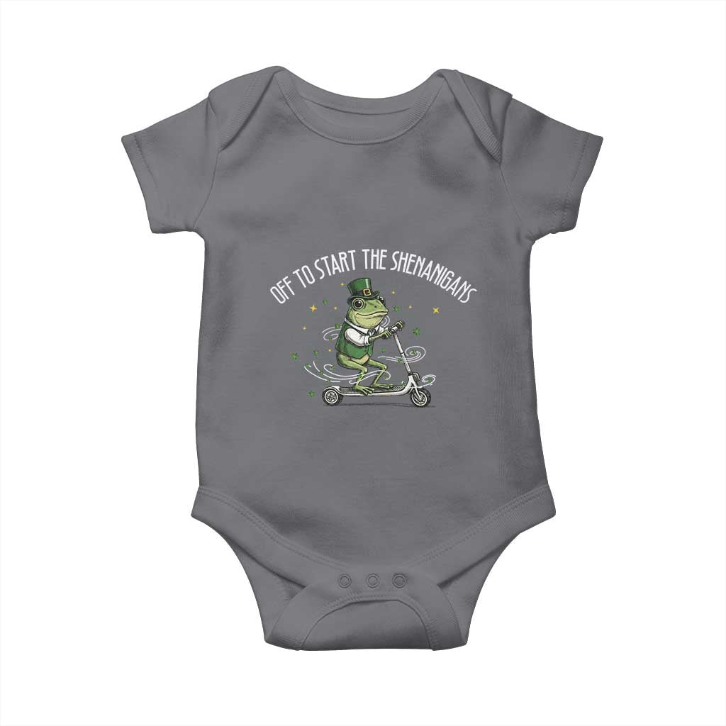 Funny Frog St Patricks Day Meme Baby Onesie Off To Start The Shenanigans TS14 Charcoal Print Your Wear