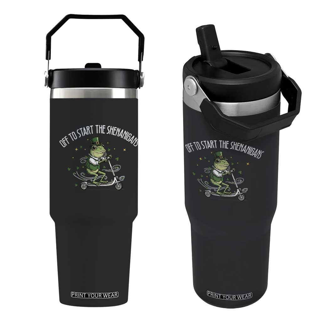 Funny Frog St Patricks Day Meme Flip Straw Tumbler Off To Start The Shenanigans TS14 One Size: 30 oz Black Print Your Wear