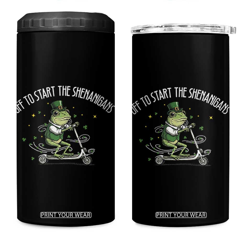Funny Frog St Patricks Day Meme 4 in 1 Can Cooler Tumbler Off To Start The Shenanigans TS14 One Size: 16 oz Black Print Your Wear