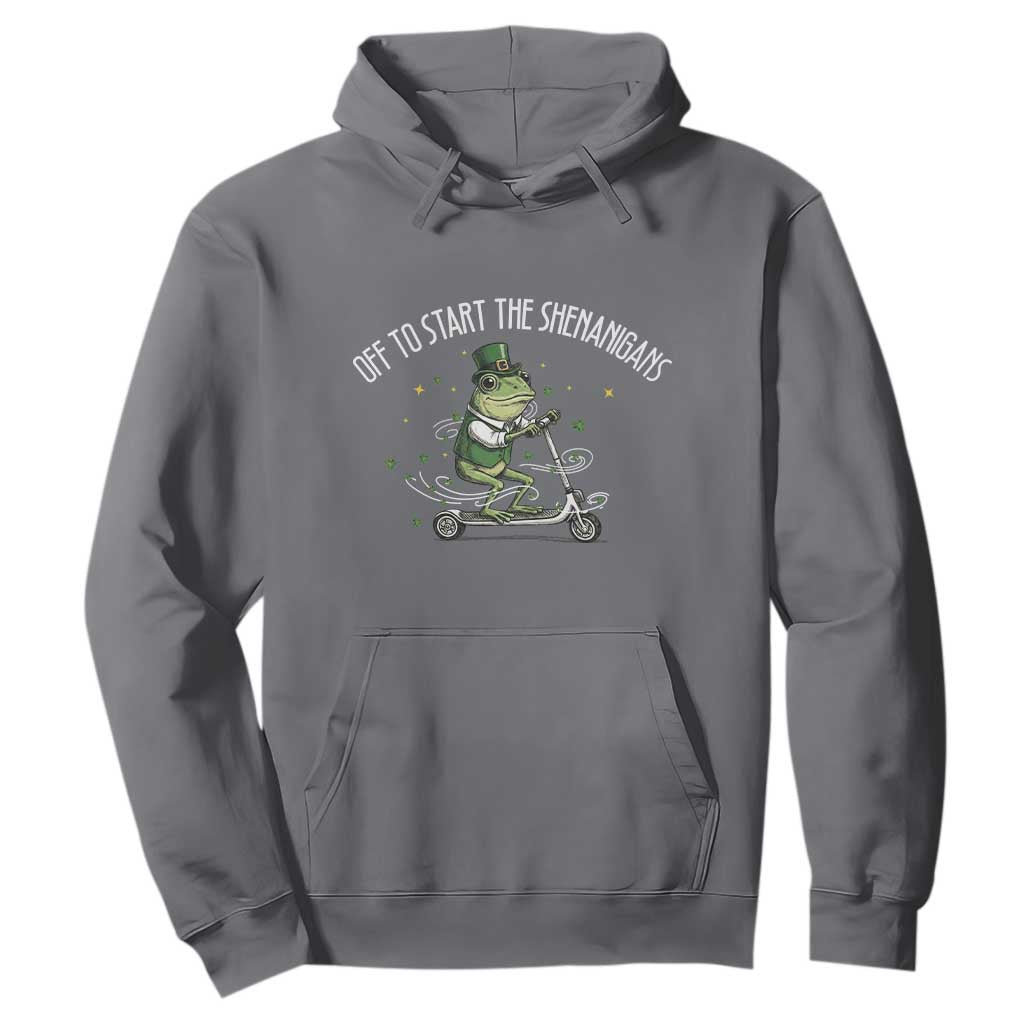 Funny Frog St Patricks Day Meme Hoodie Off To Start The Shenanigans TS14 Charcoal Print Your Wear