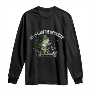 Funny Frog St Patricks Day Meme Long Sleeve Shirt Off To Start The Shenanigans TS14 Black Print Your Wear