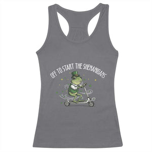 Funny Frog St Patricks Day Meme Racerback Tank Top Off To Start The Shenanigans TS14 Charcoal Print Your Wear