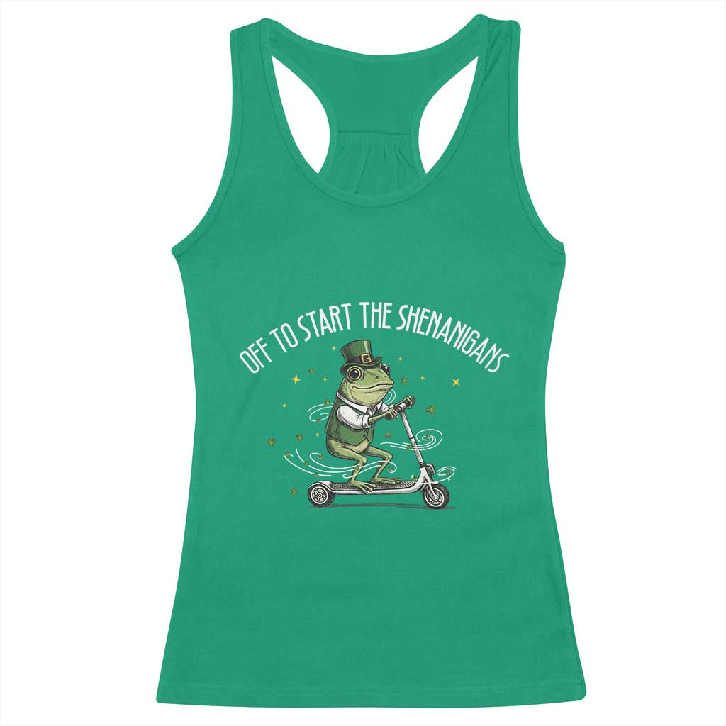 Funny Frog St Patricks Day Meme Racerback Tank Top Off To Start The Shenanigans TS14 Irish Green Print Your Wear