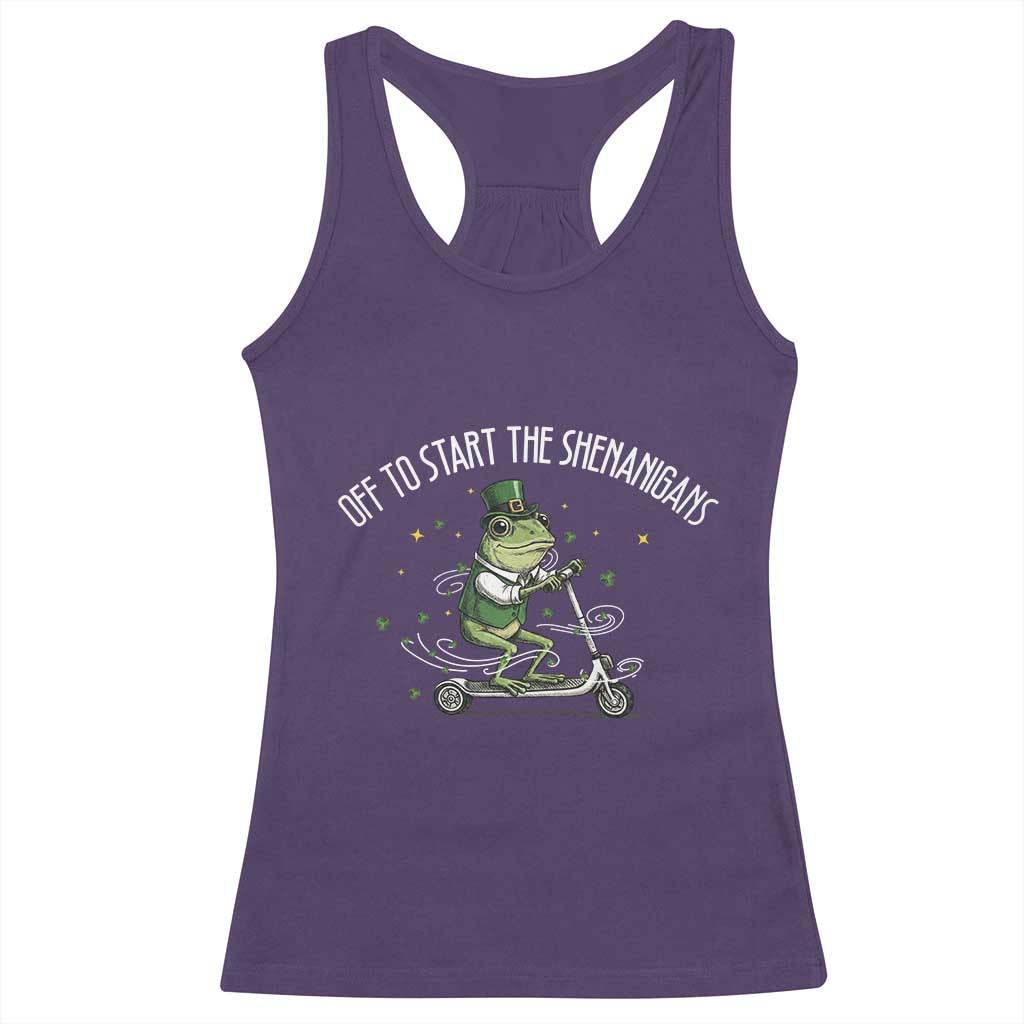 Funny Frog St Patricks Day Meme Racerback Tank Top Off To Start The Shenanigans TS14 Purple Print Your Wear