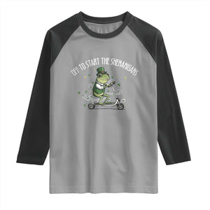 Funny Frog St Patricks Day Meme Raglan Shirt Off To Start The Shenanigans TS14 Sport Gray Black Print Your Wear