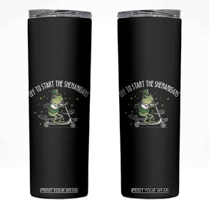 Funny Frog St Patricks Day Meme Skinny Tumbler Off To Start The Shenanigans TS14 Black Print Your Wear
