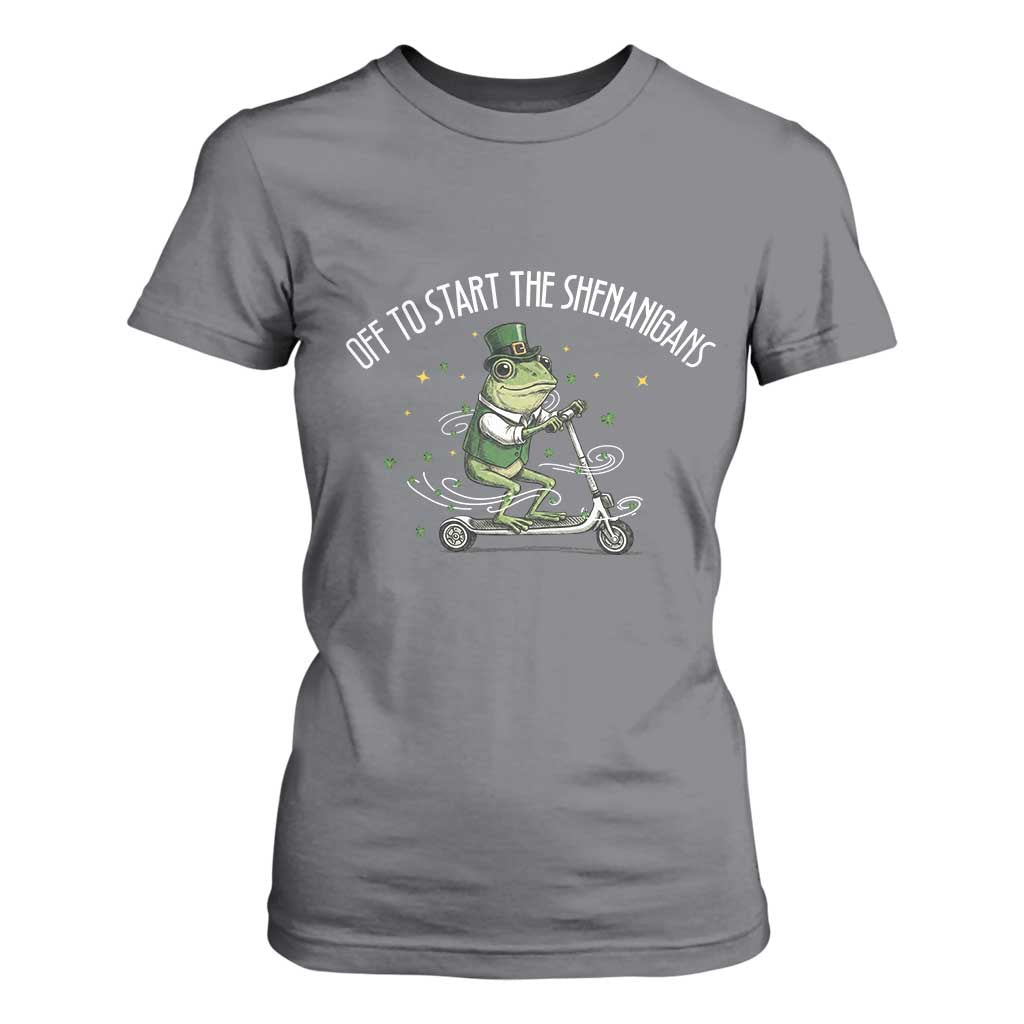 Funny Frog St Patricks Day Meme T Shirt For Women Off To Start The Shenanigans TS14 Charcoal Print Your Wear