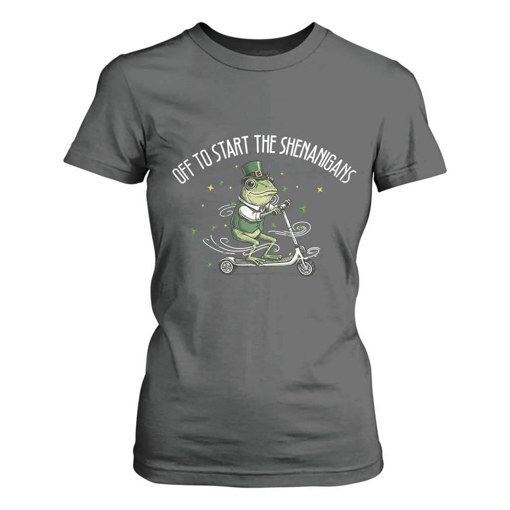 Funny Frog St Patricks Day Meme T Shirt For Women Off To Start The Shenanigans TS14 Dark Heather Print Your Wear