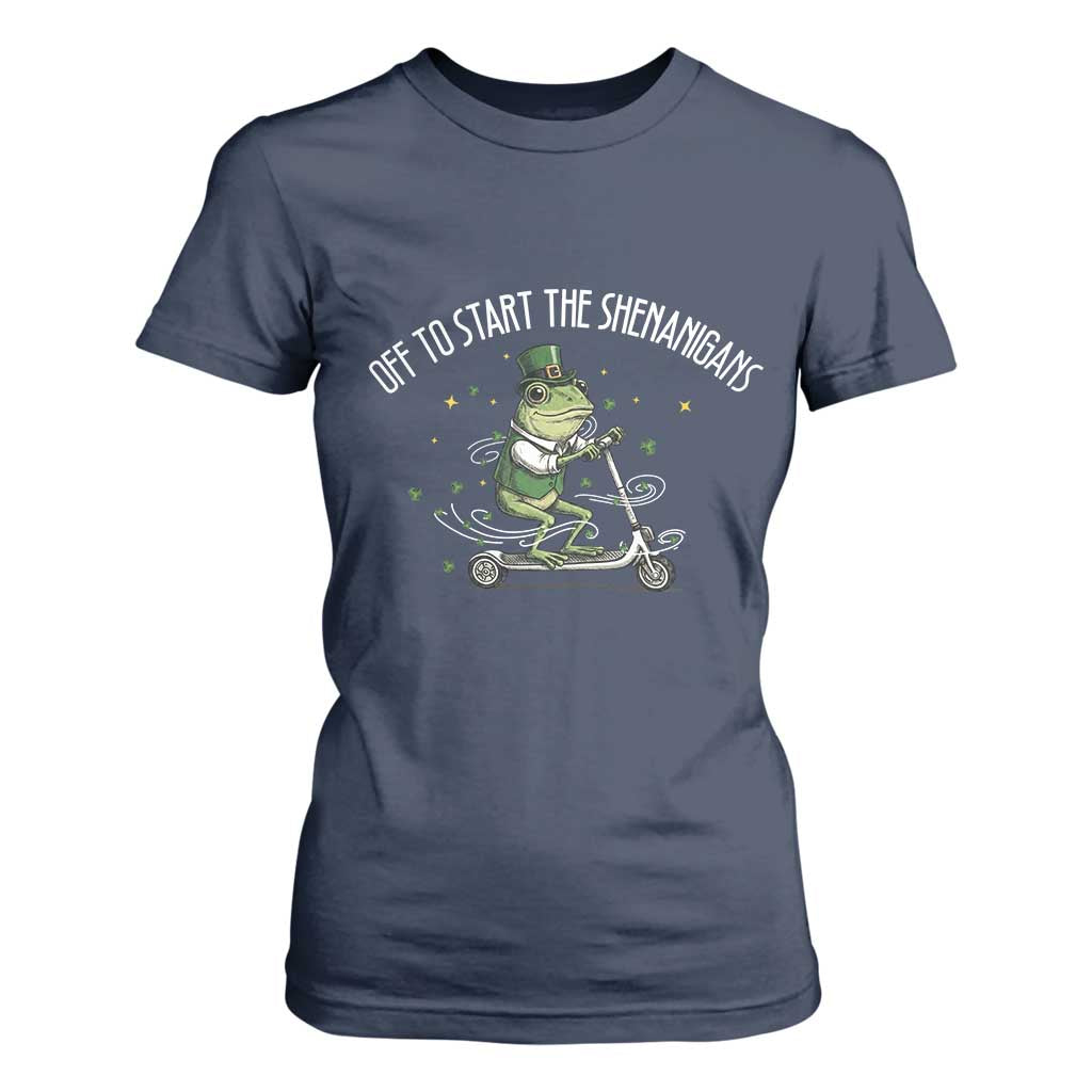 Funny Frog St Patricks Day Meme T Shirt For Women Off To Start The Shenanigans TS14 Navy Print Your Wear
