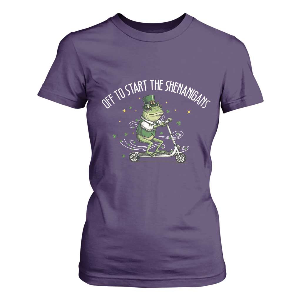 Funny Frog St Patricks Day Meme T Shirt For Women Off To Start The Shenanigans TS14 Purple Print Your Wear