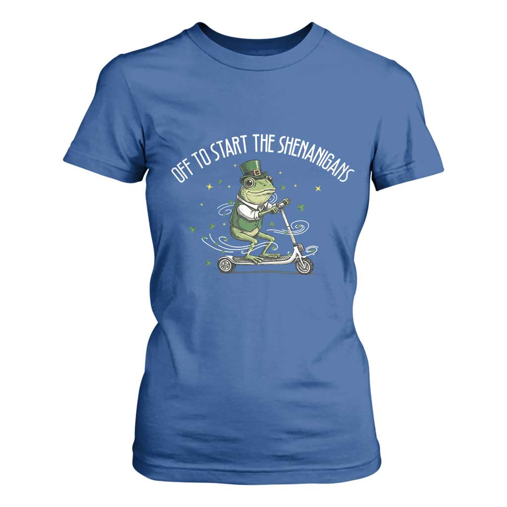 Funny Frog St Patricks Day Meme T Shirt For Women Off To Start The Shenanigans TS14 Royal Blue Print Your Wear