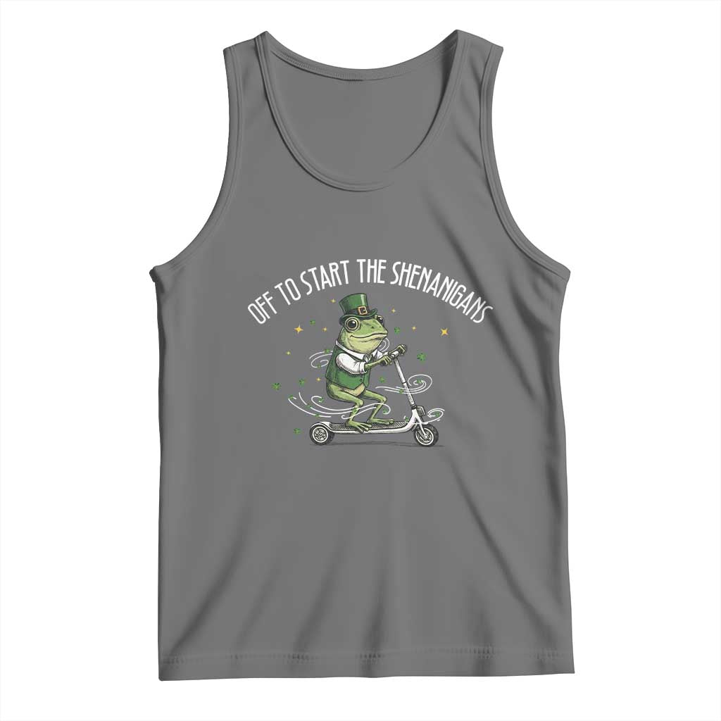 Funny Frog St Patricks Day Meme Tank Top Off To Start The Shenanigans TS14 Black Heather Print Your Wear